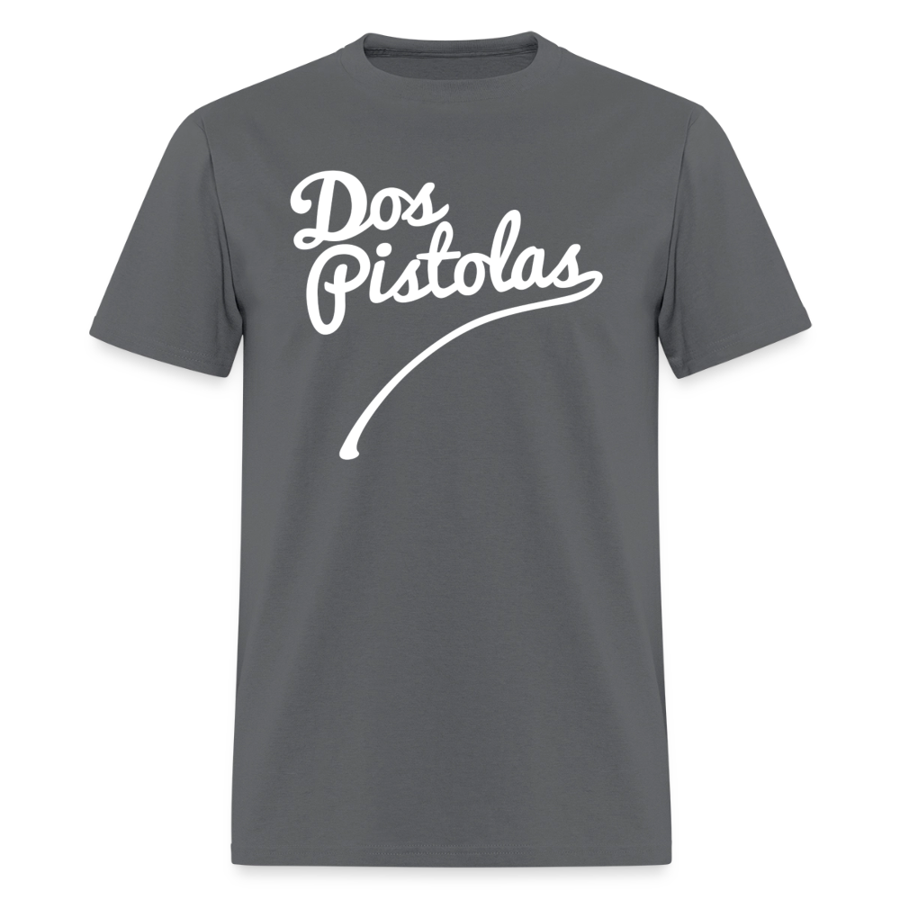 Men’s Premium Organic T-Shirt Dos Pistolas Print - charcoal