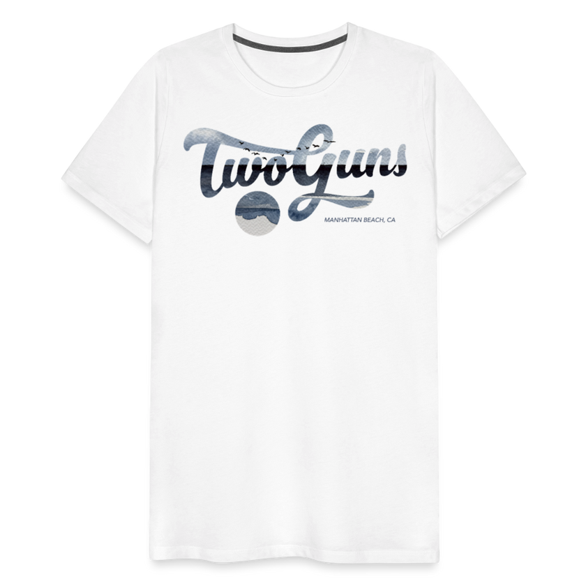 Carrie Dietz Brown Manhattan Beach Print Unisex Tee - white