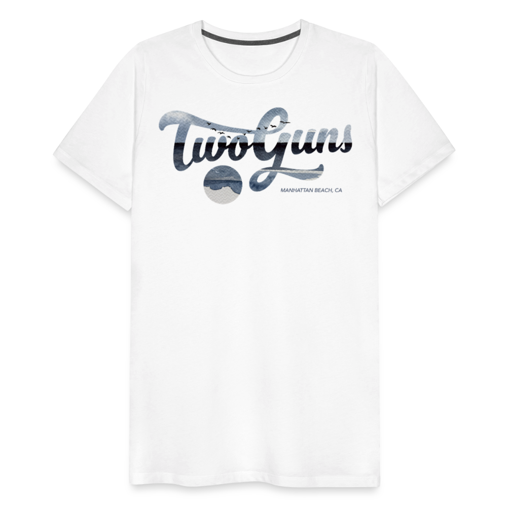 Carrie Dietz Brown Manhattan Beach Print Unisex Tee - white