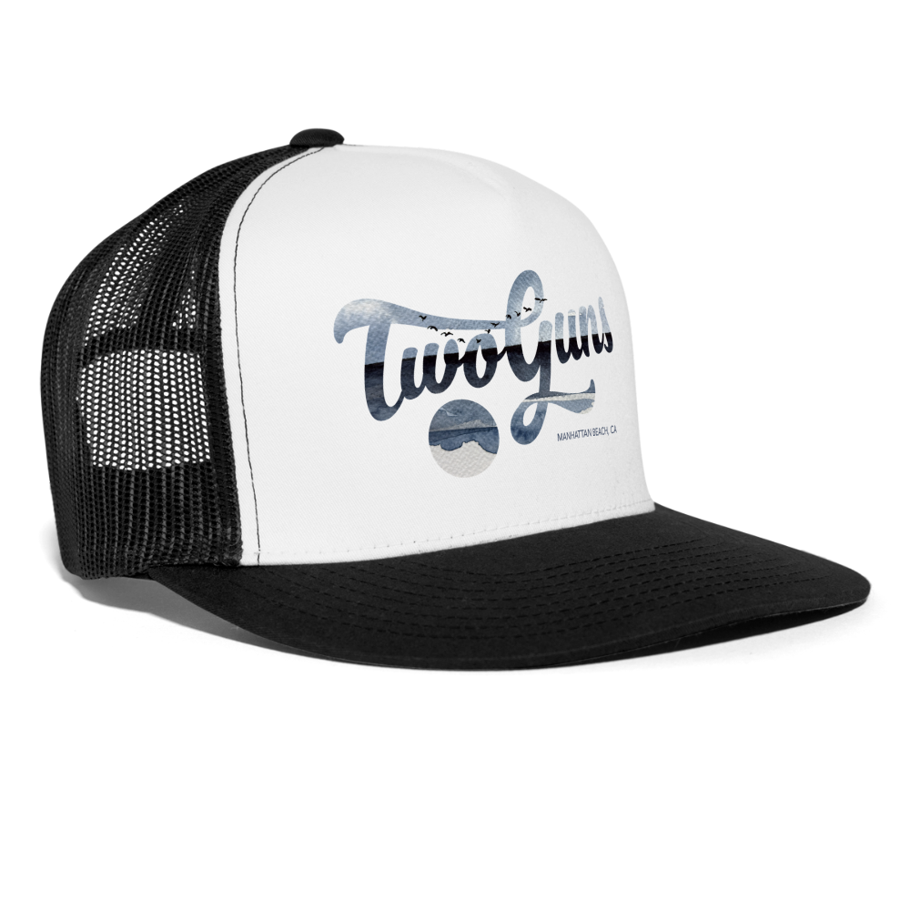 Two Guns x CDB Manhattan Beach Trucker Hat - white/black