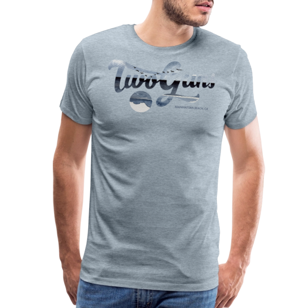 Carrie Dietz Brown Manhattan Beach Print Unisex Tee - heather ice blue