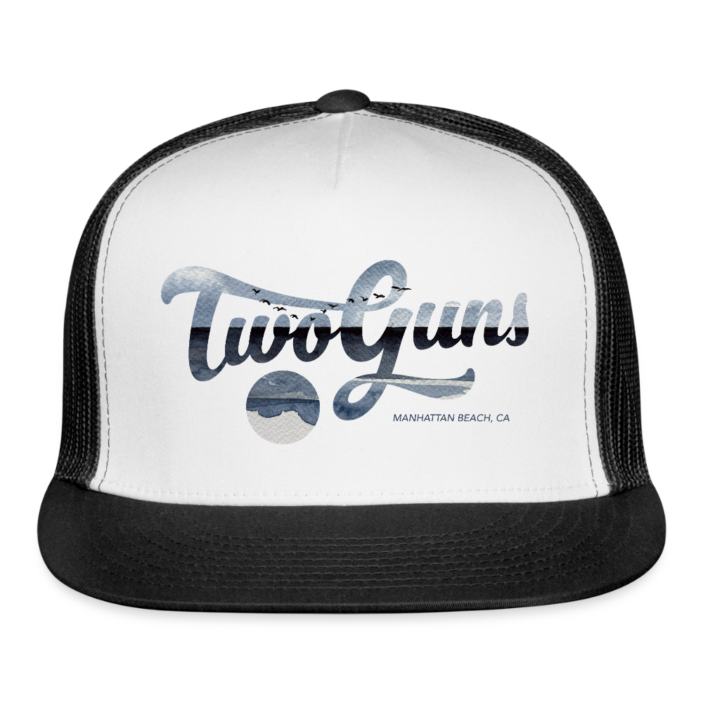 Two Guns x CDB Manhattan Beach Trucker Hat - white/black