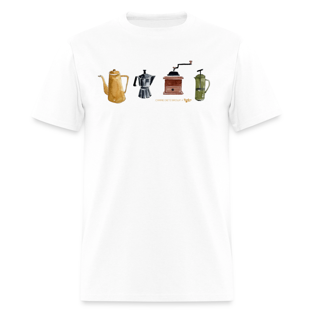 Coffee Things - Carrie Dietz Brown x Two Guns Tee - white