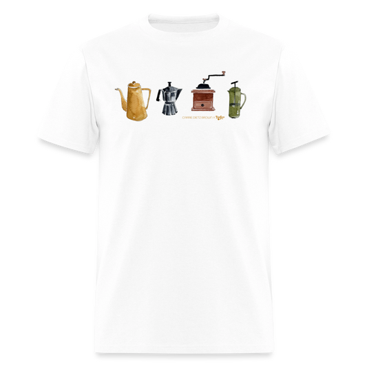 Coffee Things - Carrie Dietz Brown x Two Guns Tee - white