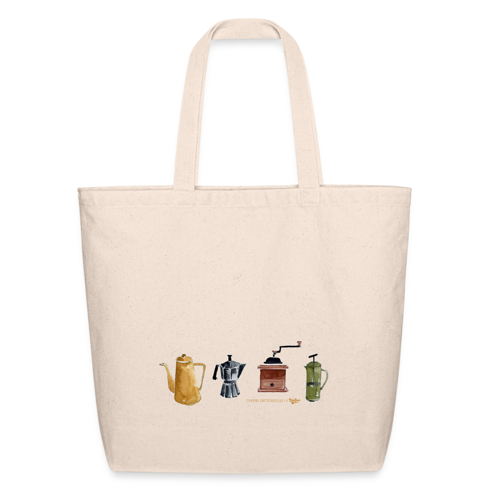 Coffee Things - Carrie Dietz Brown x Two Guns Eco-Friendly Cotton Tote - natural