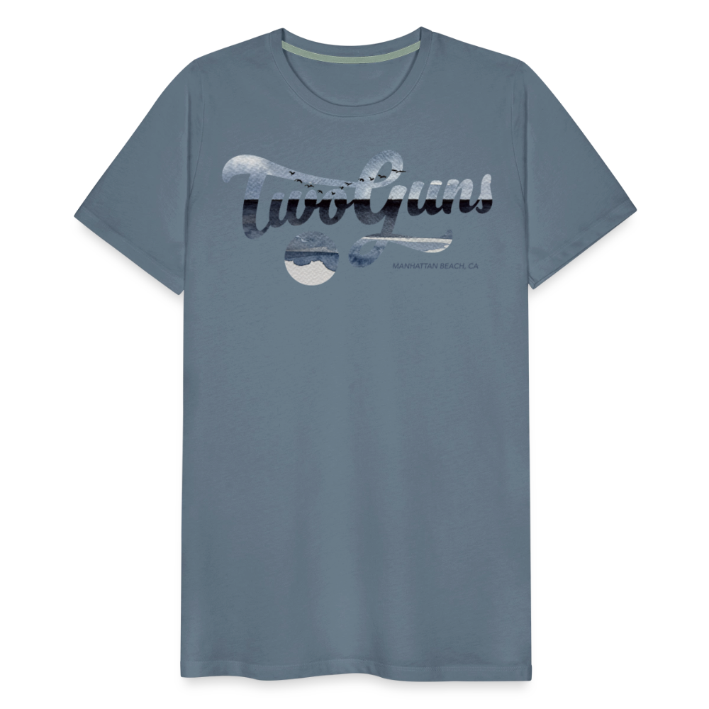 Carrie Dietz Brown Manhattan Beach Print Unisex Tee - steel blue