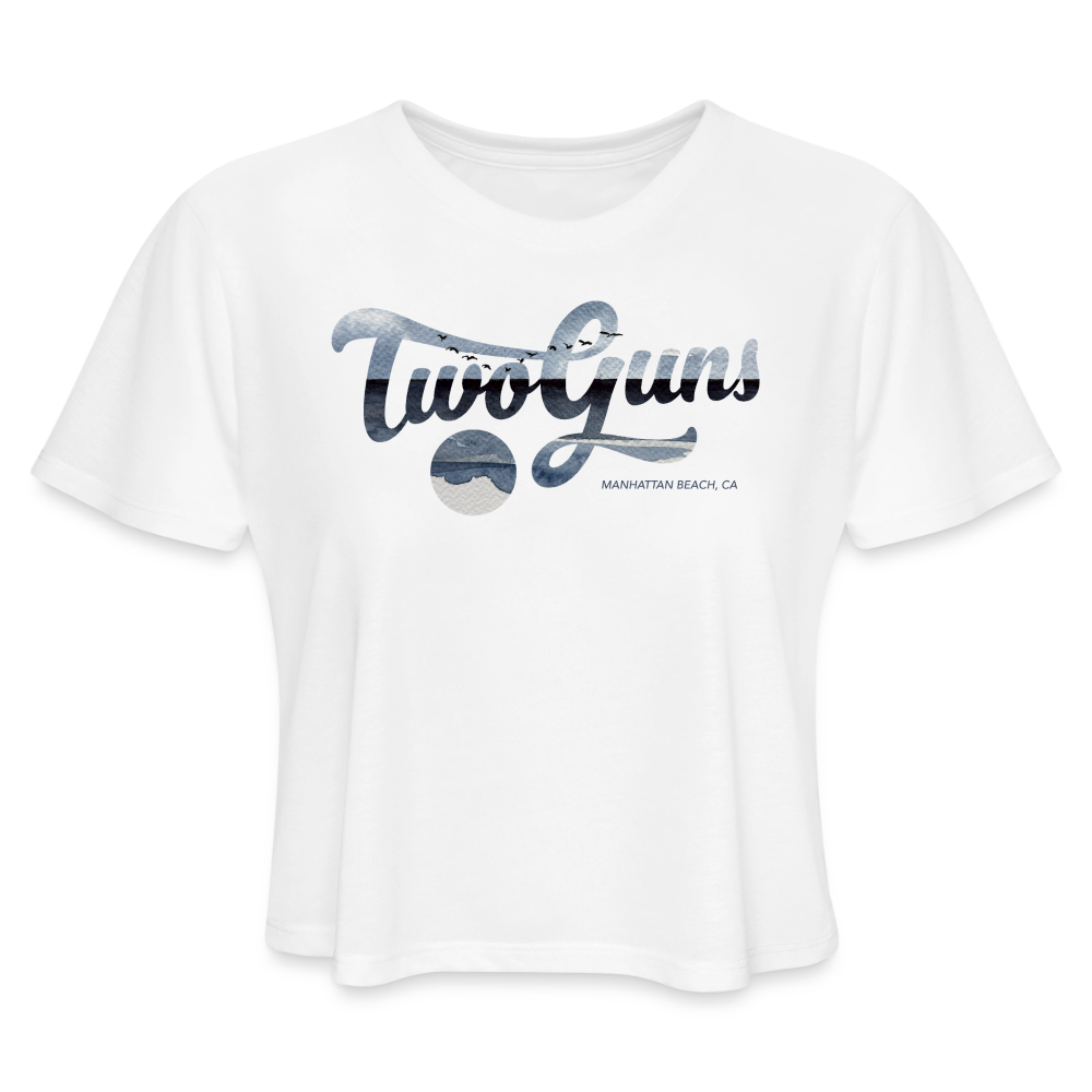 Two Guns x CDB Manhattan Beach Women's Cropped T-Shirt - white