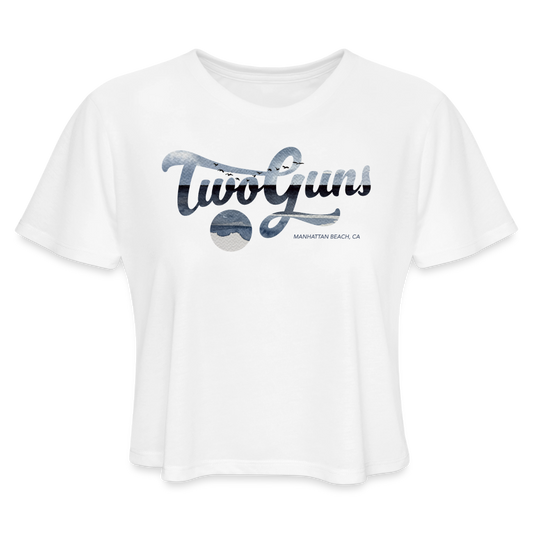 Two Guns x CDB Manhattan Beach Women's Cropped T-Shirt - white