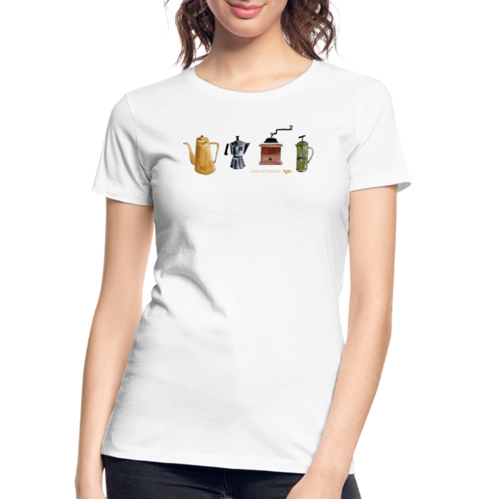 Coffee Things - Carrie Dietz Brown x Two Guns Women’s Tee - white