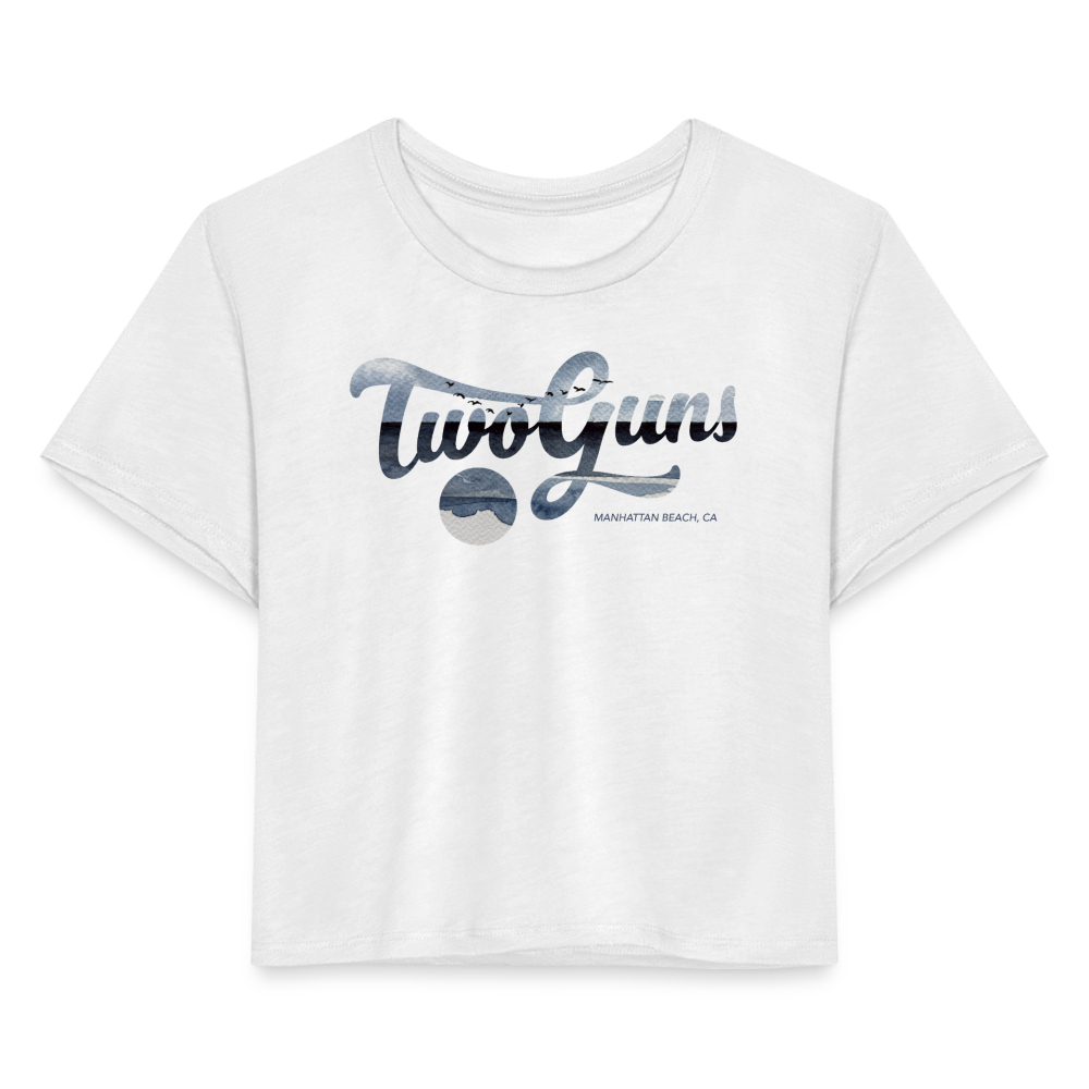 Two Guns x CDB Manhattan Beach Women's Cropped T-Shirt - white