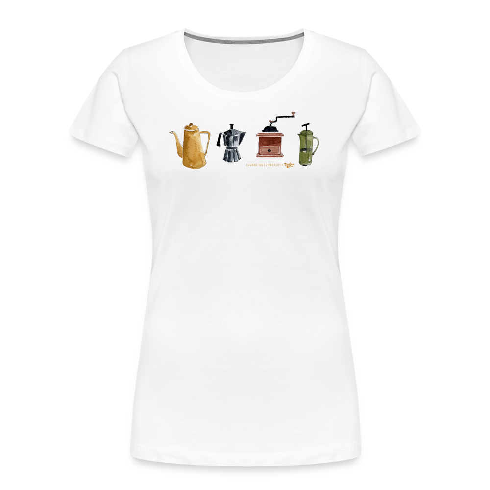 Coffee Things - Carrie Dietz Brown x Two Guns Women’s Tee - white