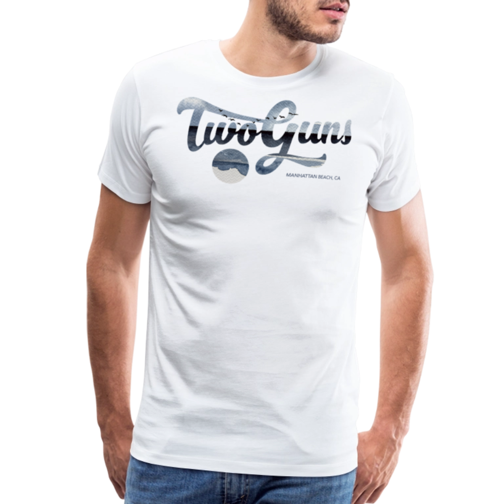 Carrie Dietz Brown Manhattan Beach Print Unisex Tee - white