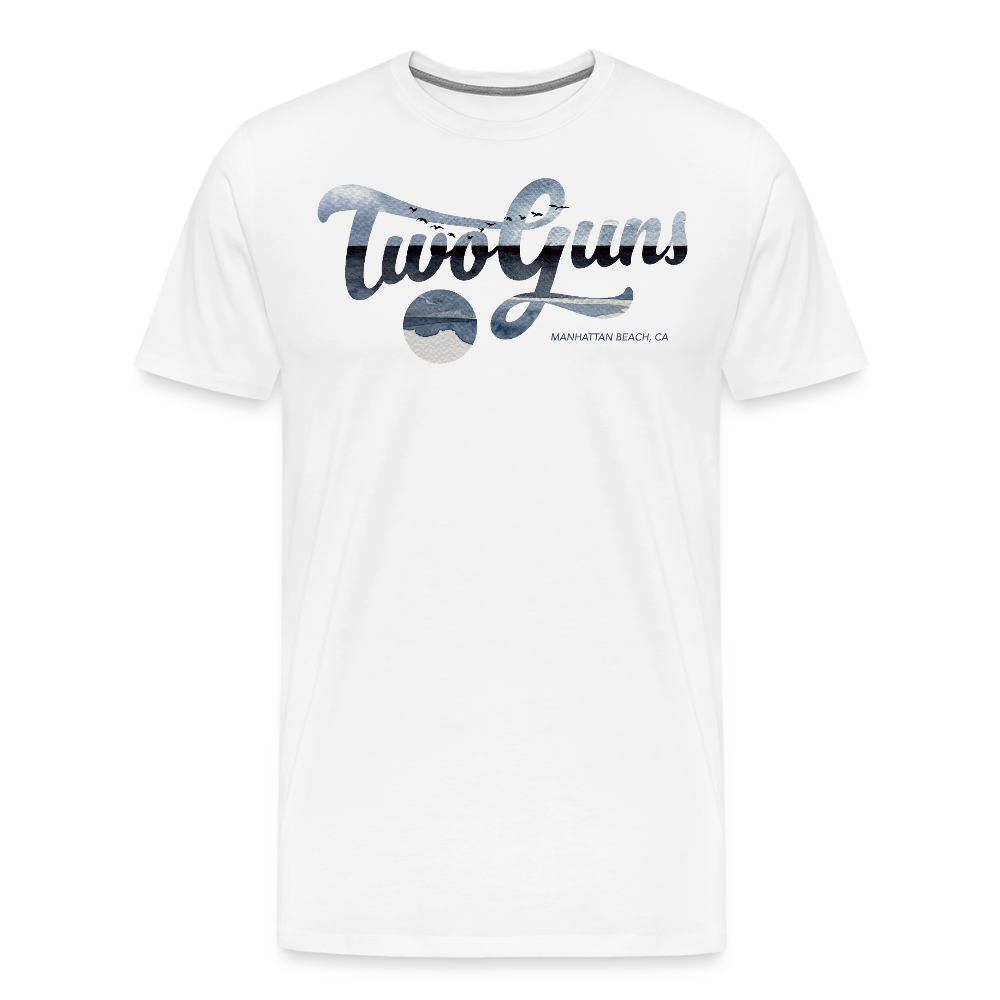 Carrie Dietz Brown Manhattan Beach Print Unisex Tee - white