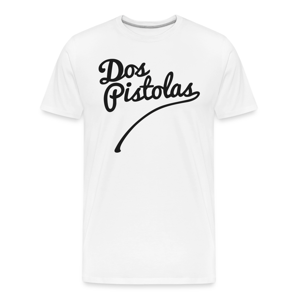 Men’s Premium Organic T-Shirt Dos Pistolas Print - white