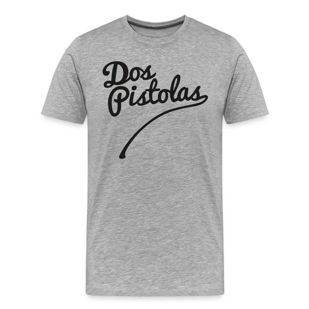 Men’s Premium Organic T-Shirt Dos Pistolas Print - heather gray