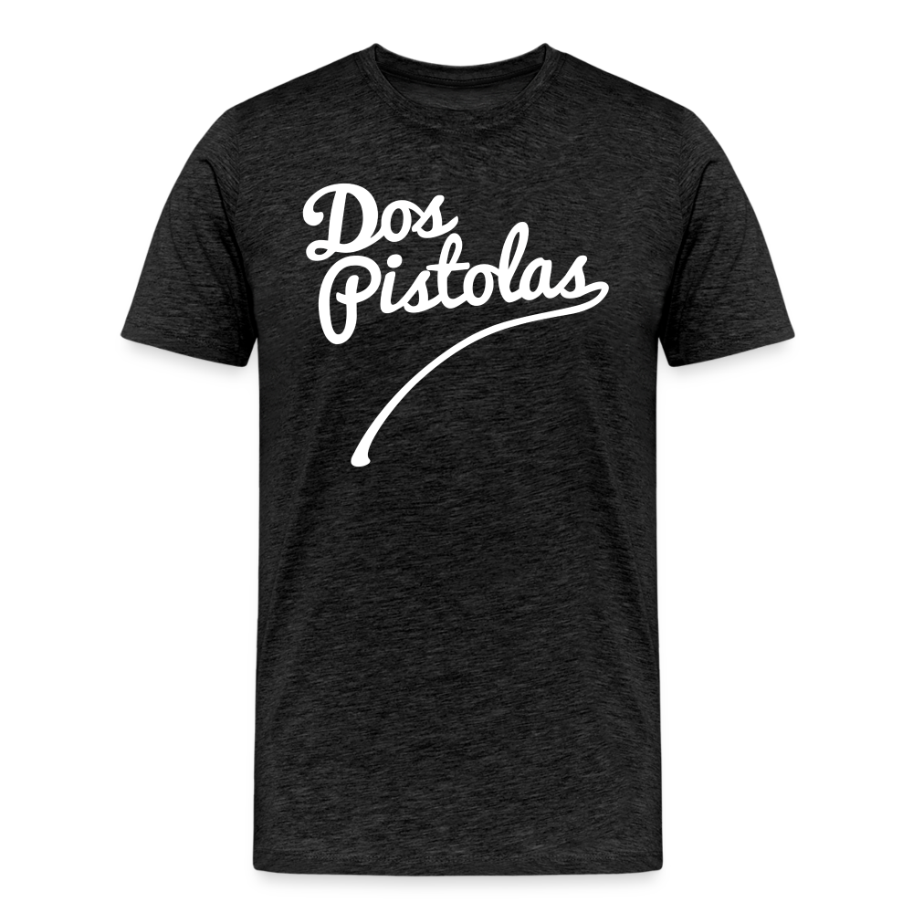 Men’s Premium Organic T-Shirt Dos Pistolas Print - charcoal grey