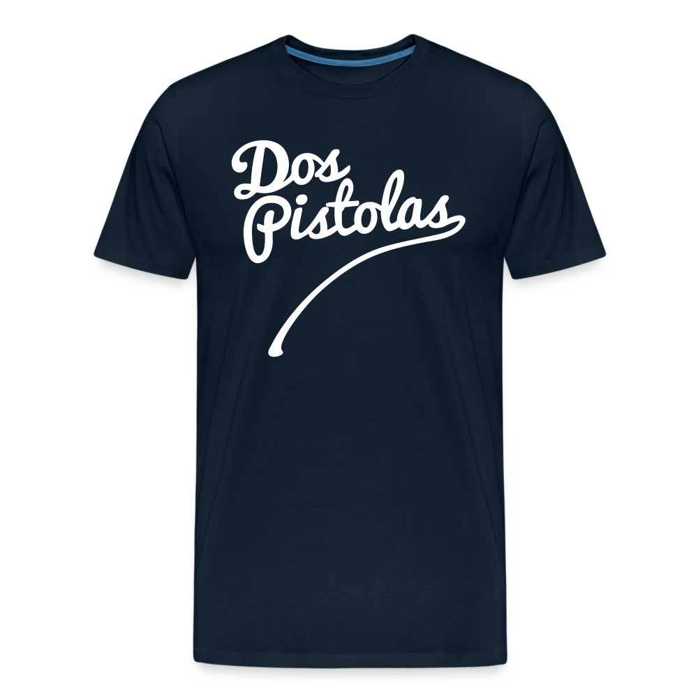 Men’s Premium Organic T-Shirt Dos Pistolas Print - deep navy