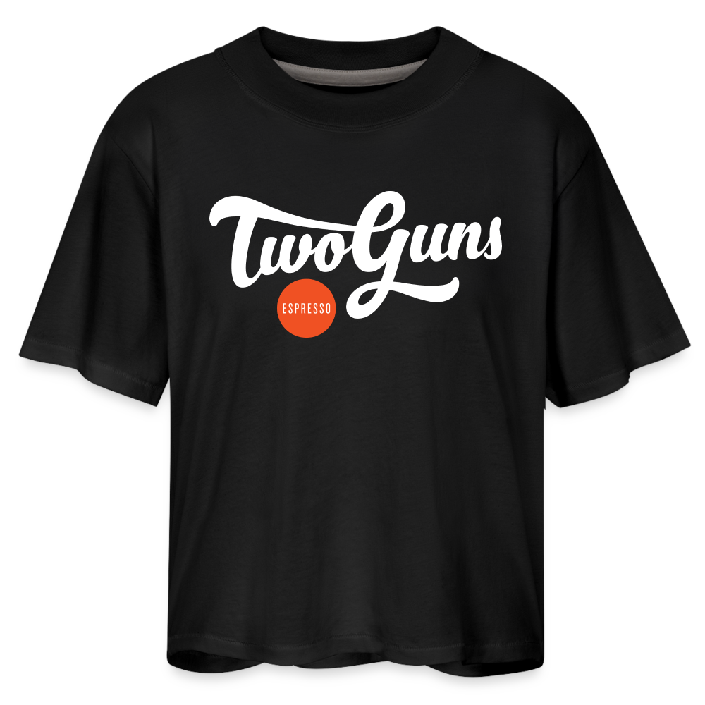 Women's Boxy Tee with Two Guns Logo - black