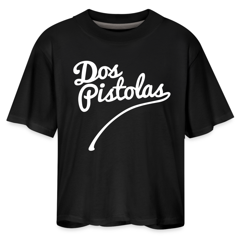 Women's Boxy Tee with Dos Pistolas Logo - black